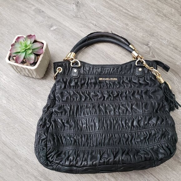 Michael Kors Black Lambskin Leather Chain Bag - Picture 1 of 13
